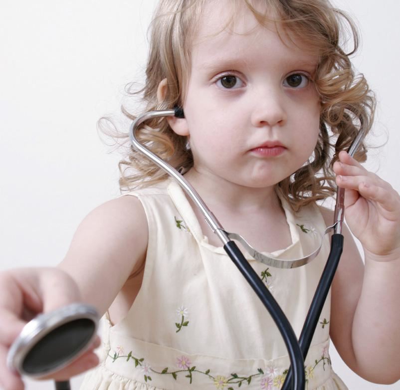 Child using stethoscope